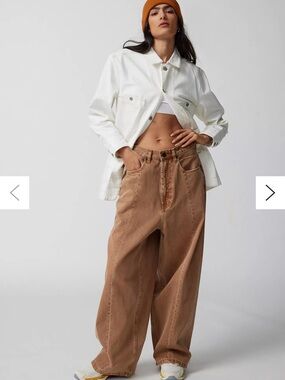 High-Rise Wide-Leg Brown Jeans for Women